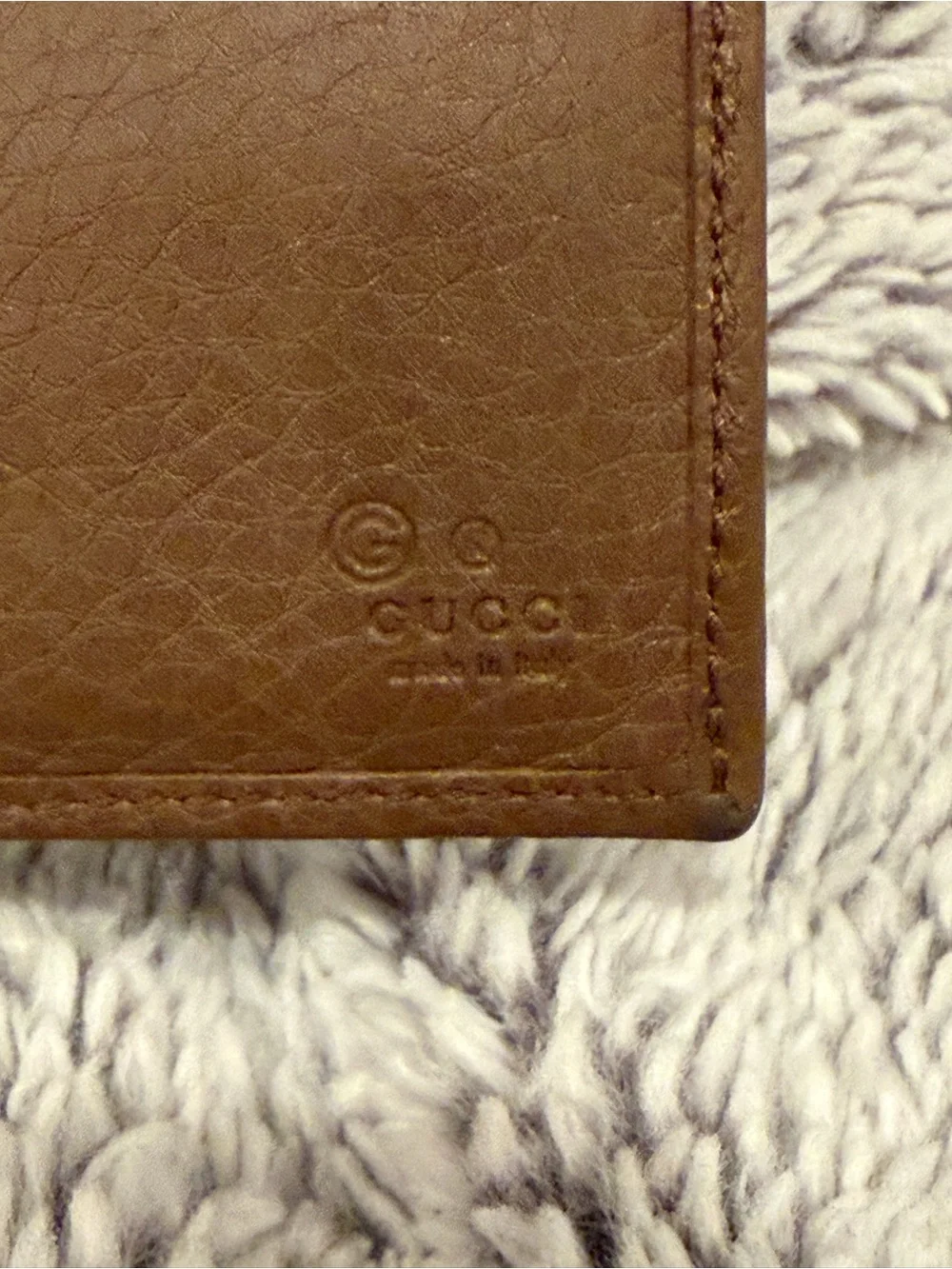 Gucci Brown Pebbled Leather Bifold Wallet